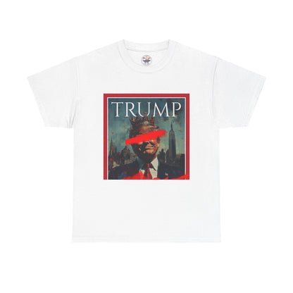 Graphic Tee — Distressed Political Portrait with Red Strike-Through