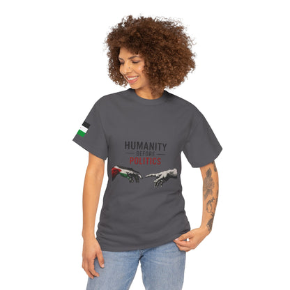 Humanity Before Politics T-Shirt — Unity Hands Graphic Tee