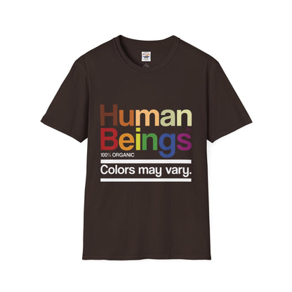 Human Beings Rainbow Tee — “Colors May Vary” Organic Pride T-Shirt