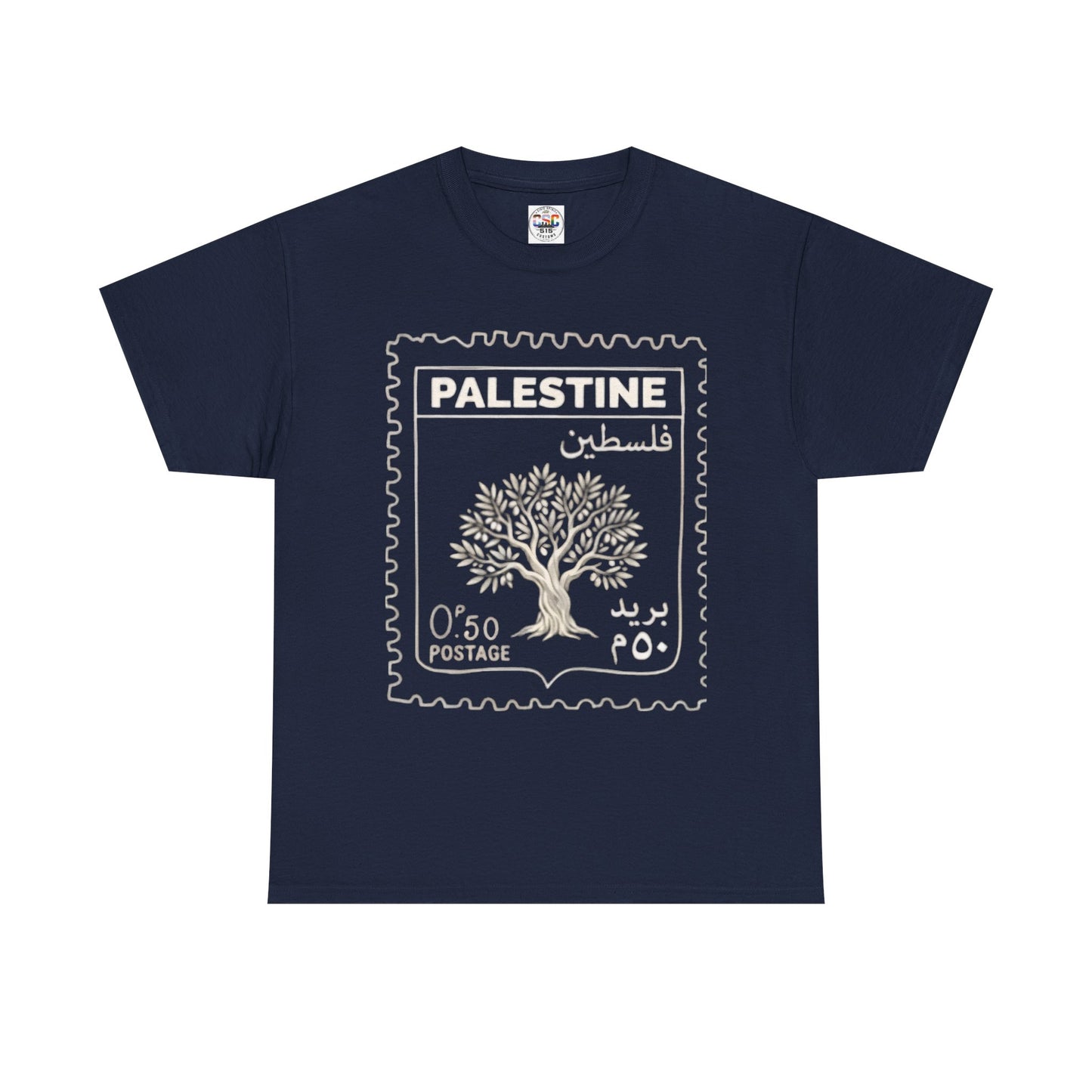 Palestine Stamp Tee — Olive Tree Postage Graphic T-Shirt