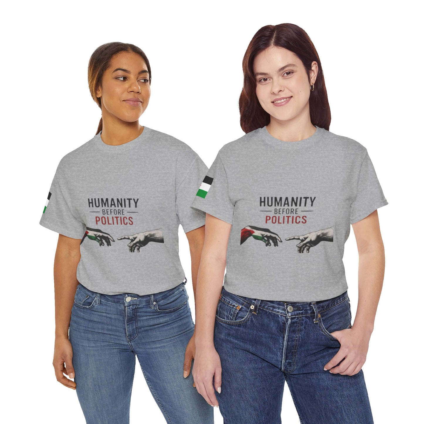 Humanity Before Politics T-Shirt — Unity Hands Graphic Tee