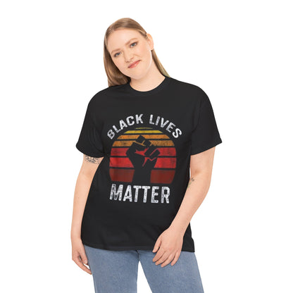 Black Lives Matter Tee — Retro Sunset Fist Protest T-Shirt