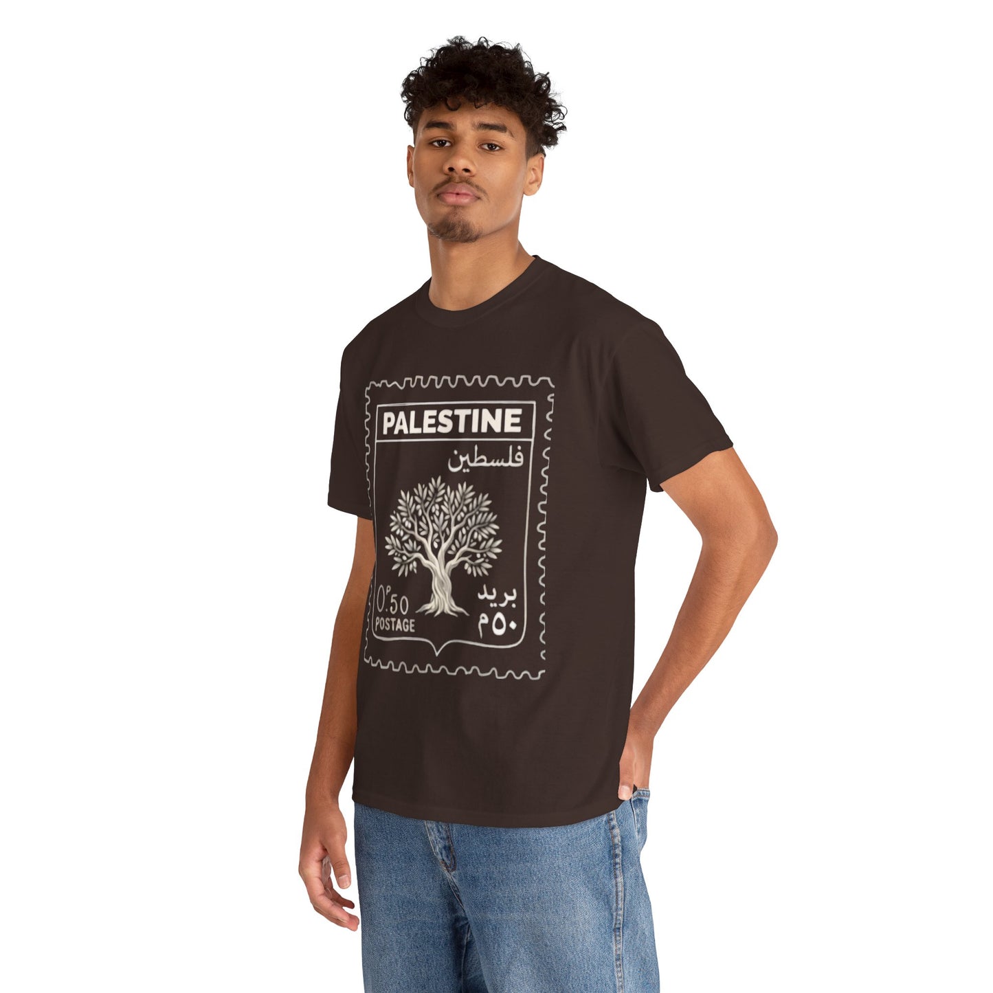 Palestine Stamp Tee — Olive Tree Postage Graphic T-Shirt