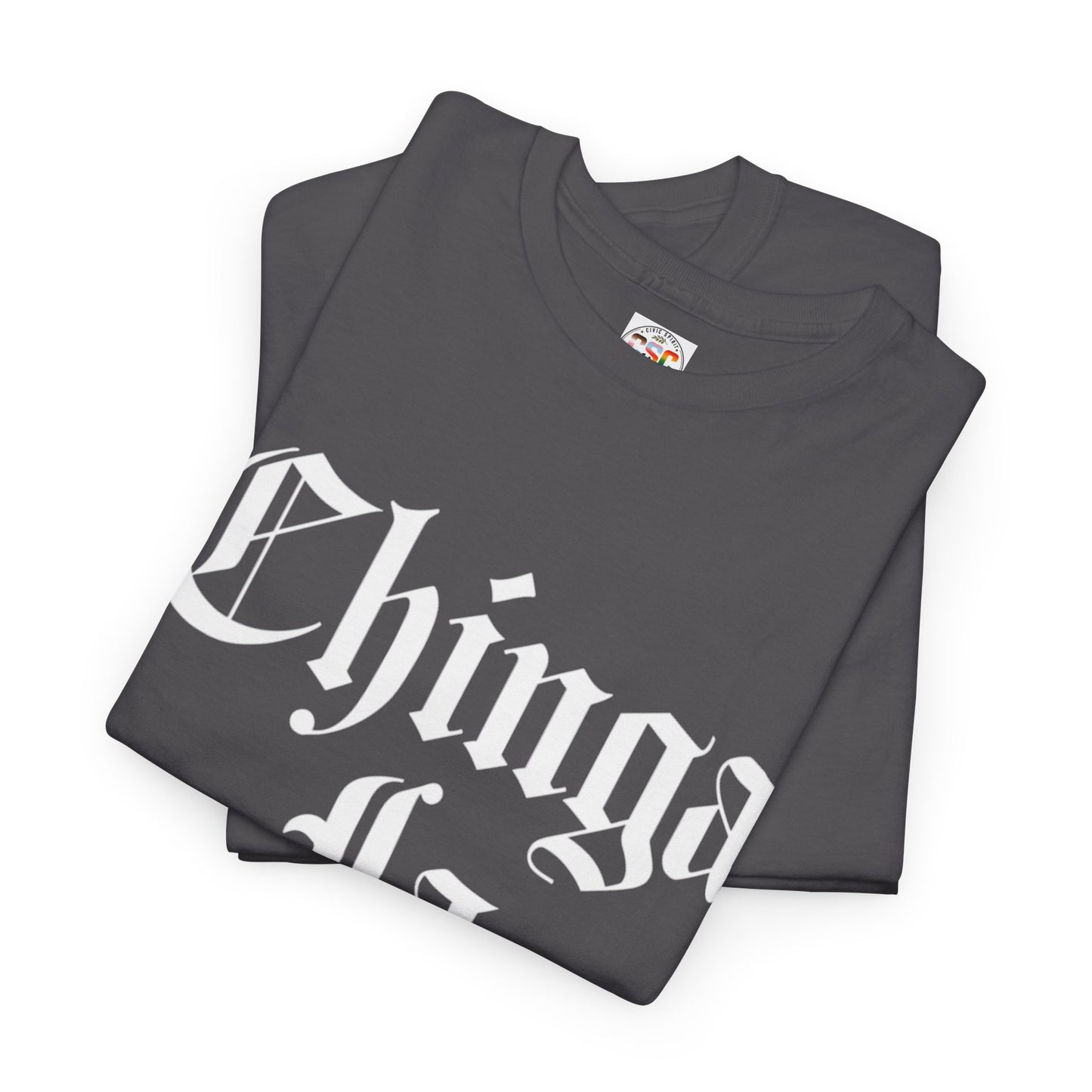 Graphic Tee — "Chinga La Migra" Bold Gothic Statement Shirt