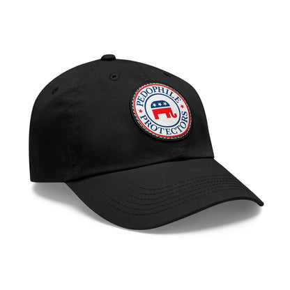 Dad Hat — Round Leather Patch 'Pedophile Protectors' Political Satire Cap