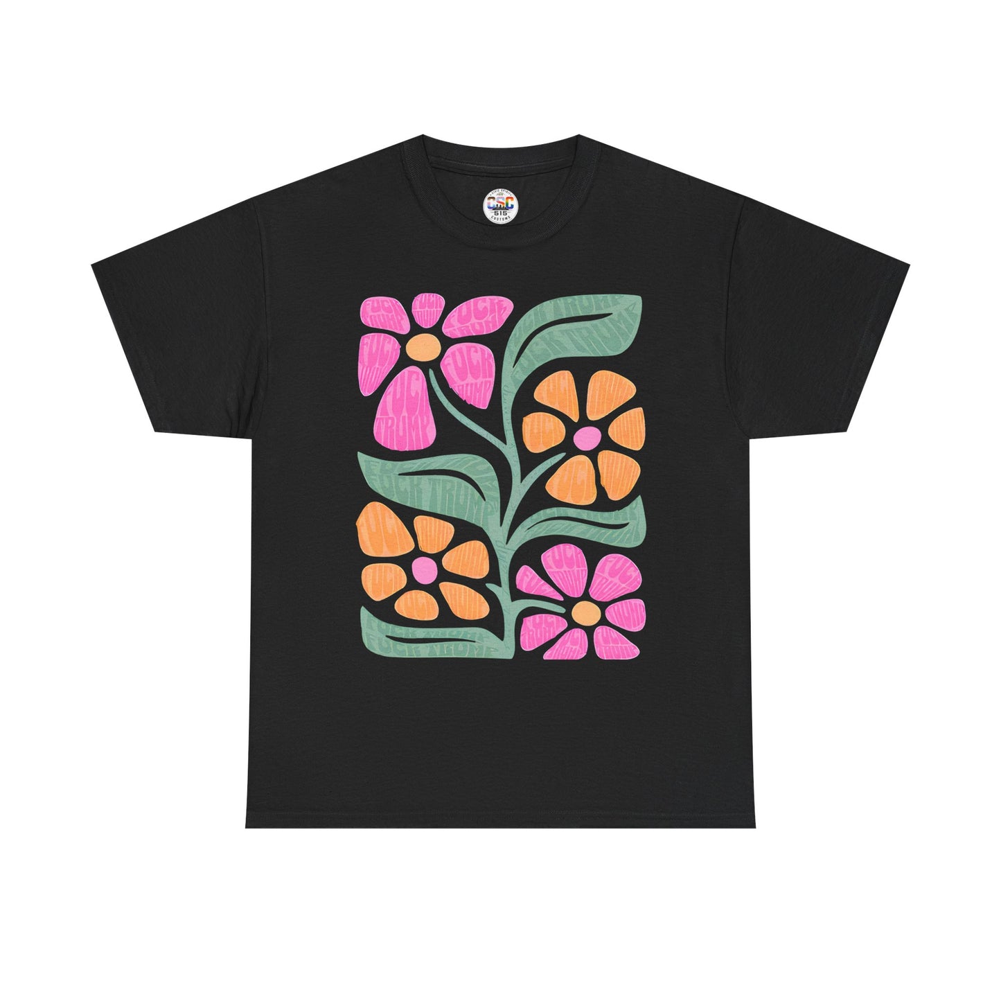 Retro Floral T-Shirt - Pink & Orange Vintage Flower Graphic Tee
