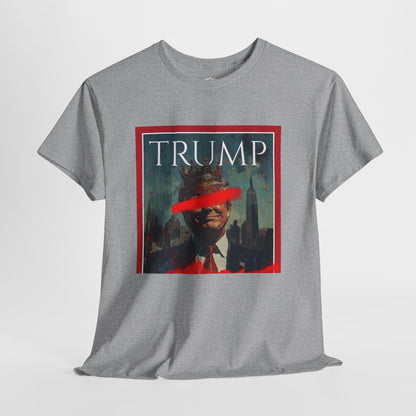 Graphic Tee — Distressed Political Portrait with Red Strike-Through