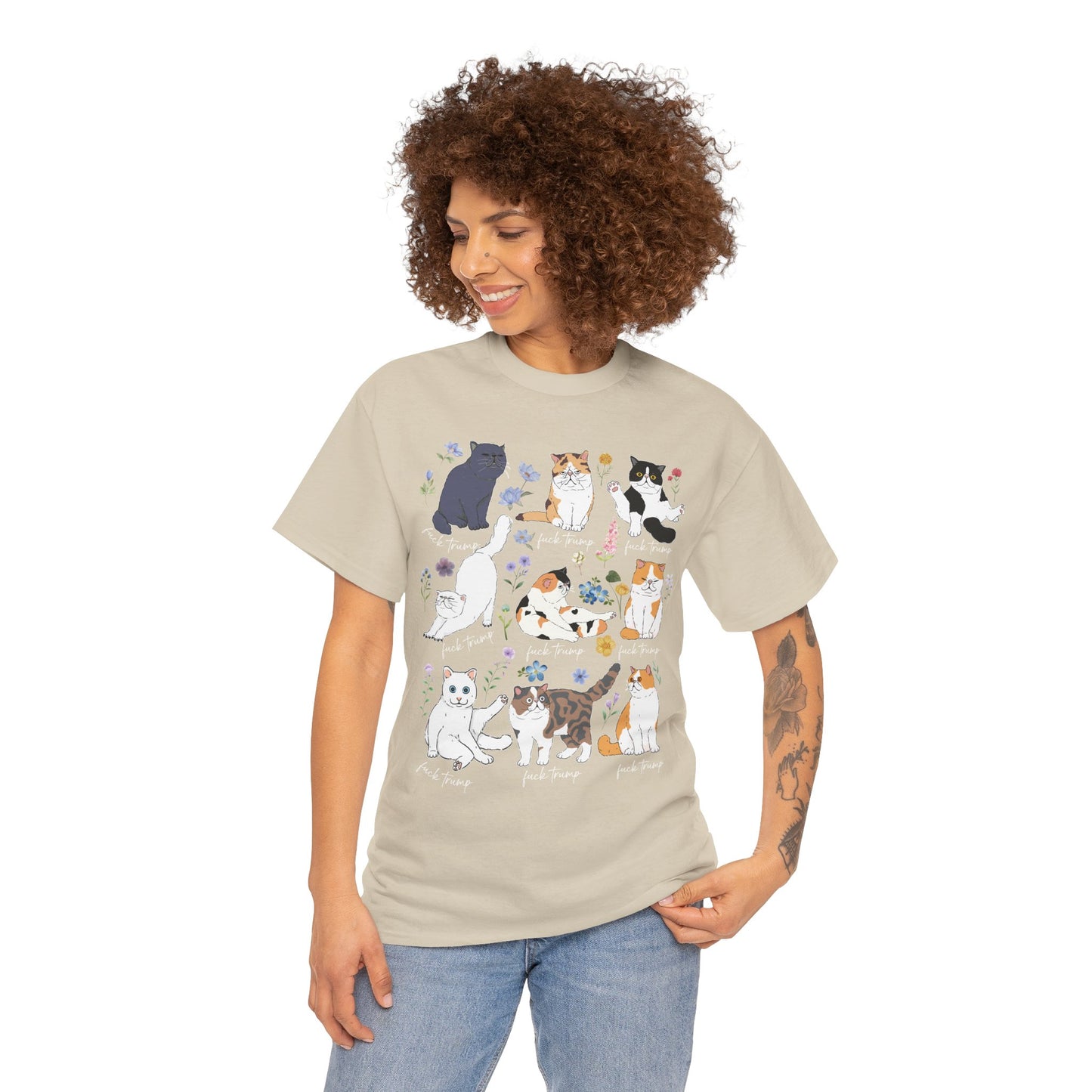 Cat F Trump Graphic Tee - Cute Cats Illustration