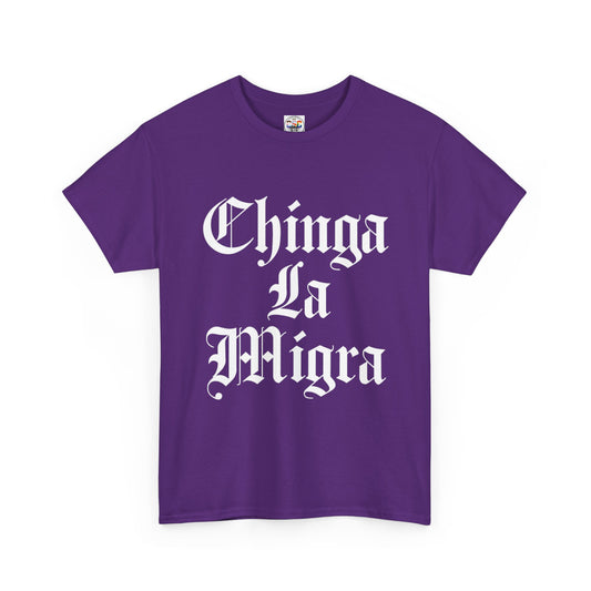 Graphic Tee — "Chinga La Migra" Bold Gothic Statement Shirt