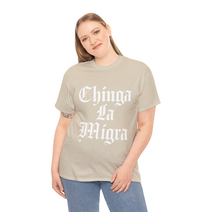 Graphic Tee — "Chinga La Migra" Bold Gothic Statement Shirt