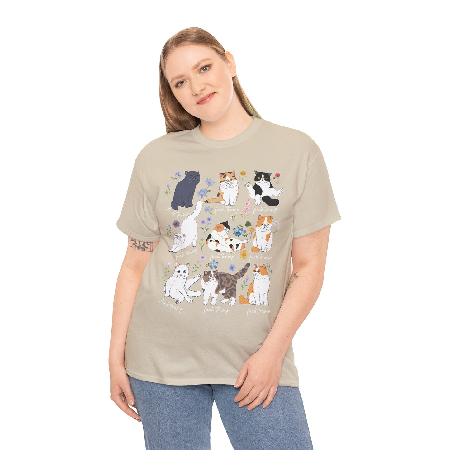 Cat F Trump Graphic Tee - Cute Cats Illustration