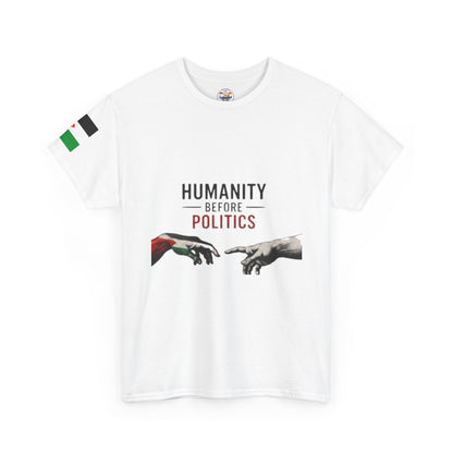 Humanity Before Politics T-Shirt — Unity Hands Graphic Tee