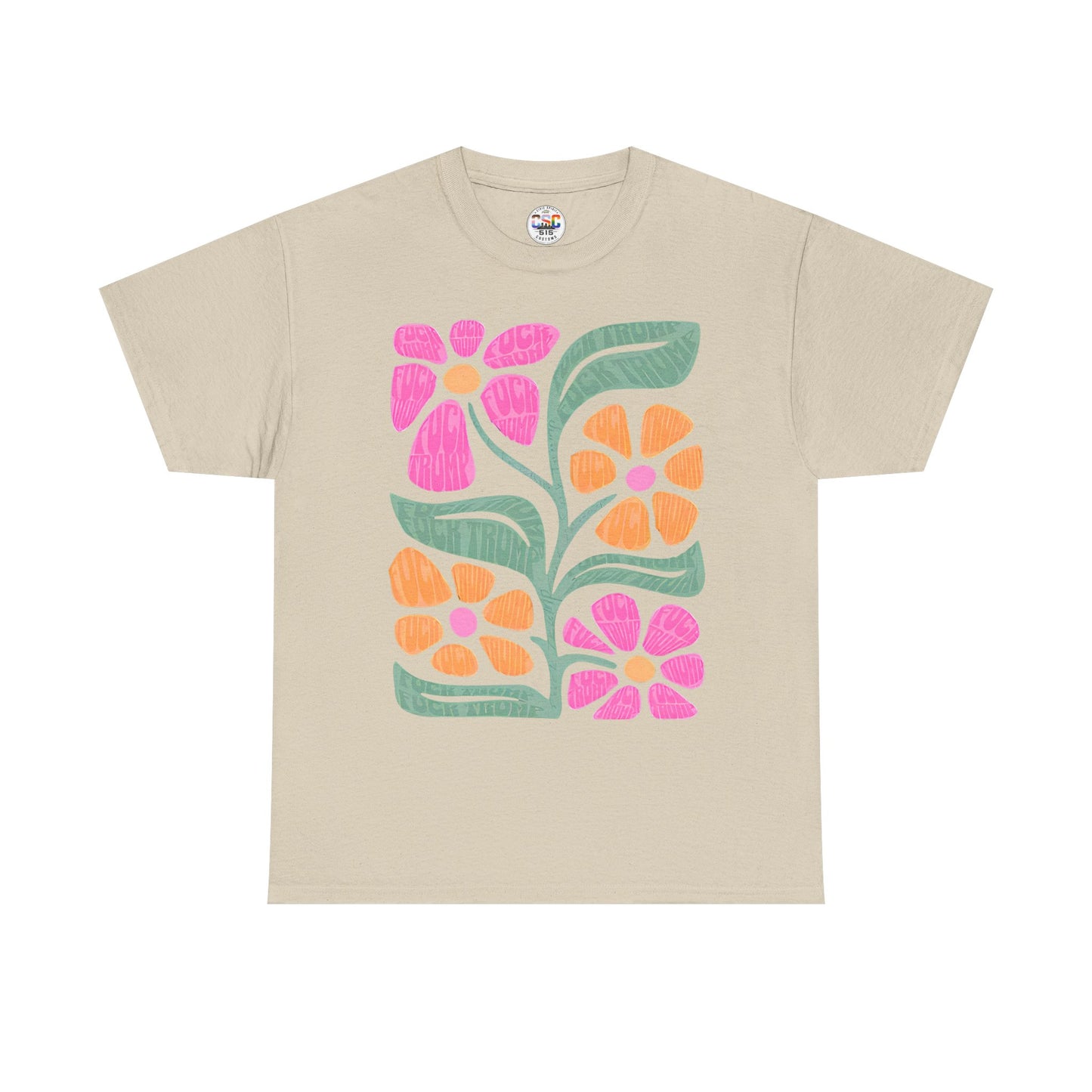 Retro Floral T-Shirt - Pink & Orange Vintage Flower Graphic Tee