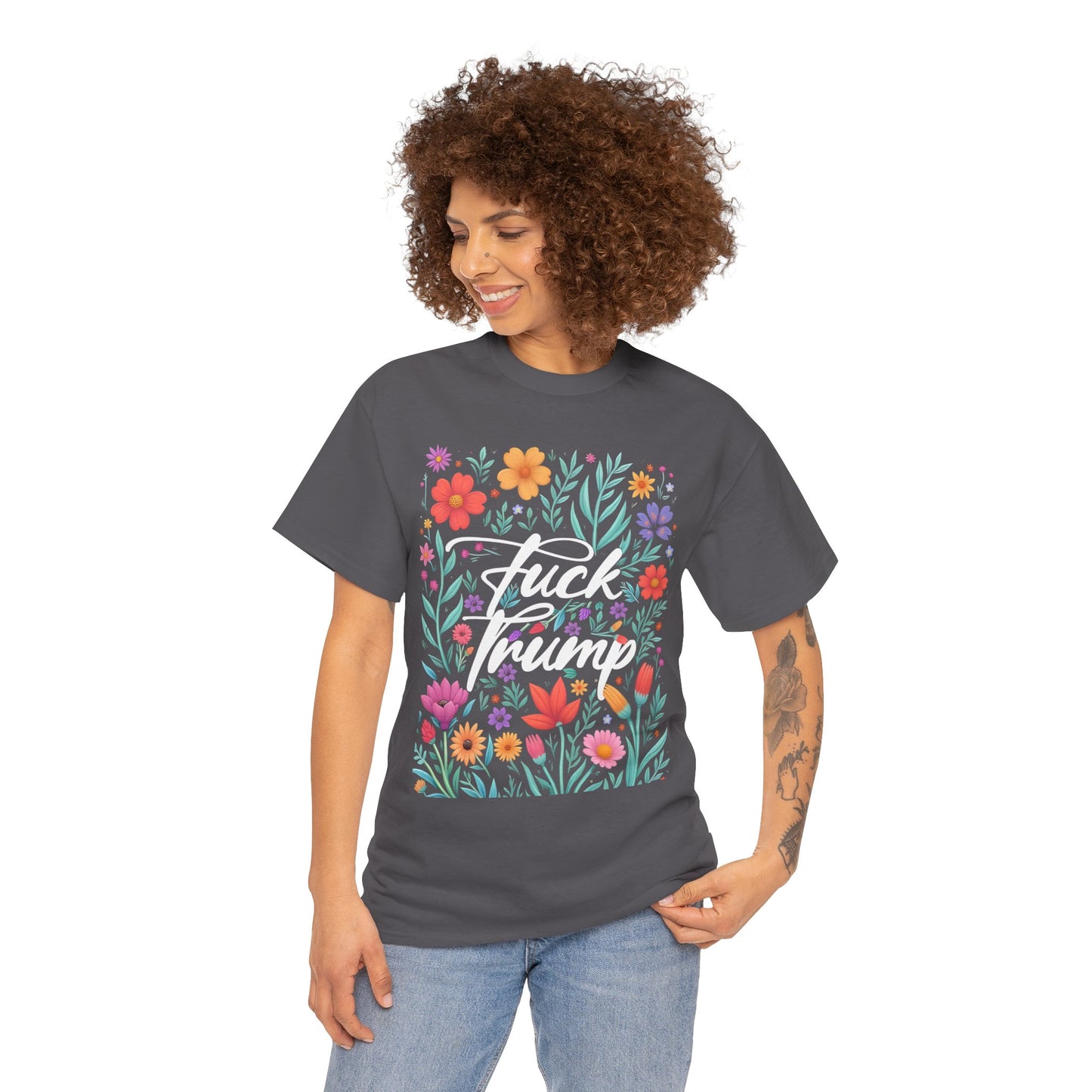 Fuck Trump Floral T-Shirt — Bold Political Statement Tee