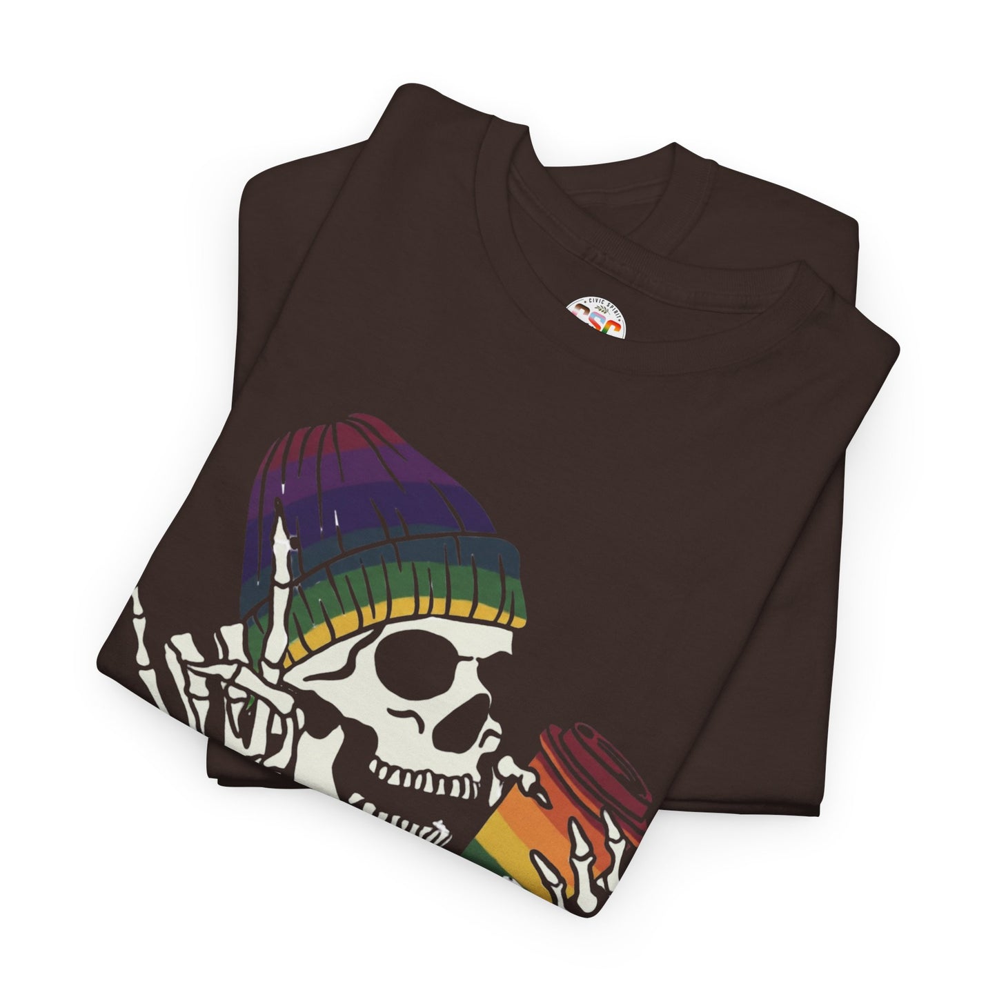 Skull Coffee Tee — "Stay woke, Stay caffeinated, Stay resilient" Graphic T-Shirt