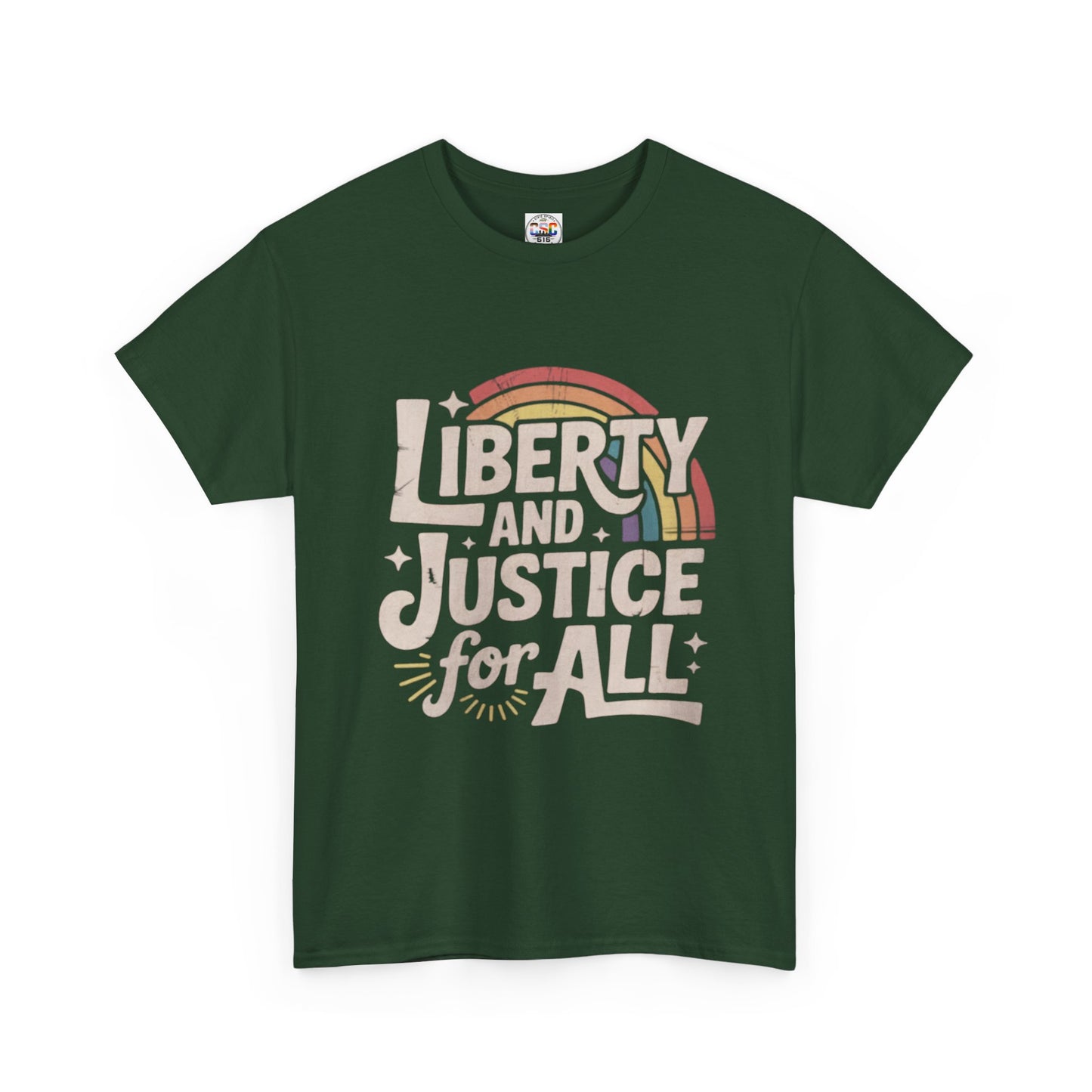 Liberty and Justice for All Tee — Vintage Rainbow Equality T-Shirt