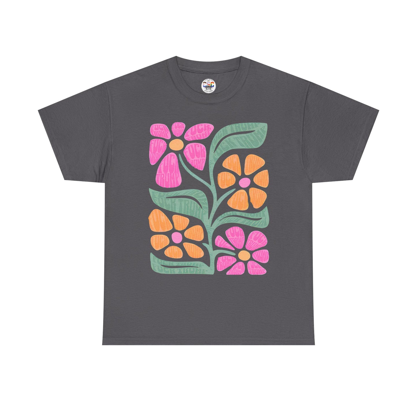 Retro Floral T-Shirt - Pink & Orange Vintage Flower Graphic Tee