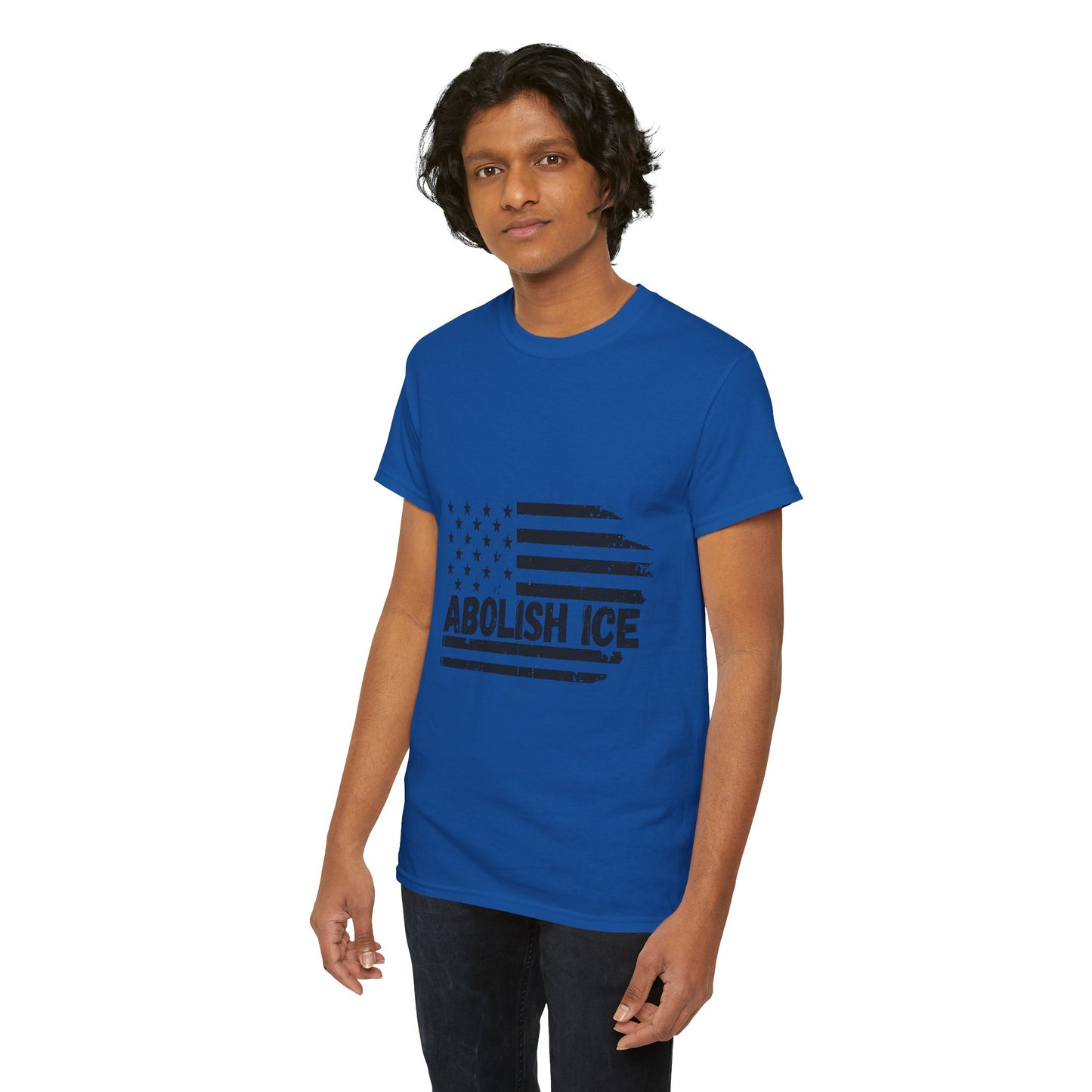 Abolish ICE T-Shirt — Distressed American Flag Protest Tee