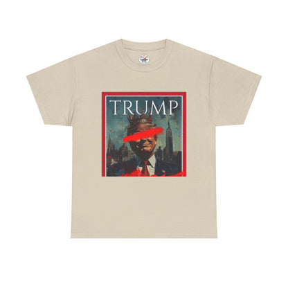 Graphic Tee — Distressed Political Portrait with Red Strike-Through