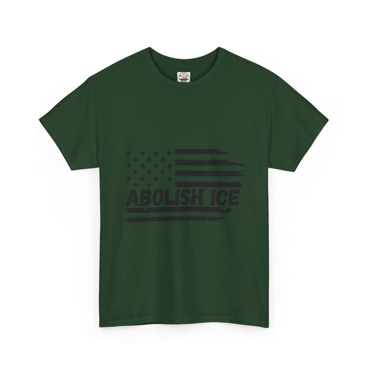 Abolish ICE T-Shirt — Distressed American Flag Protest Tee