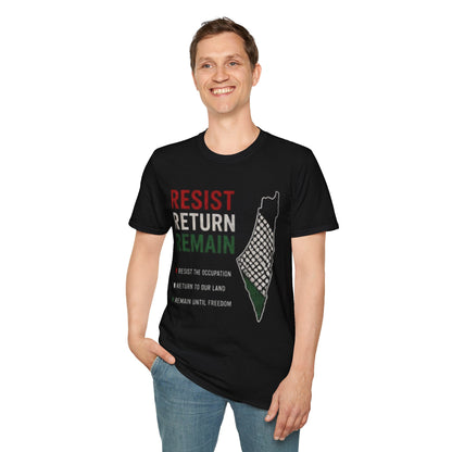 Resist Return Remain T-Shirt — Palestine Map Solidarity Tee