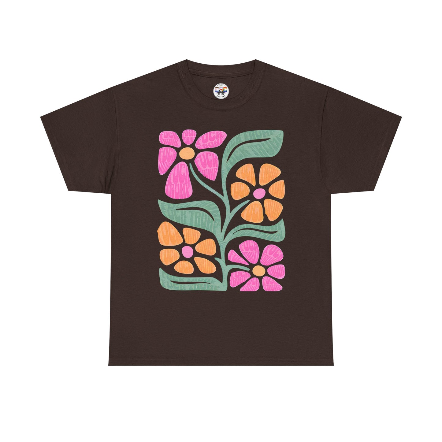 Retro Floral T-Shirt - Pink & Orange Vintage Flower Graphic Tee