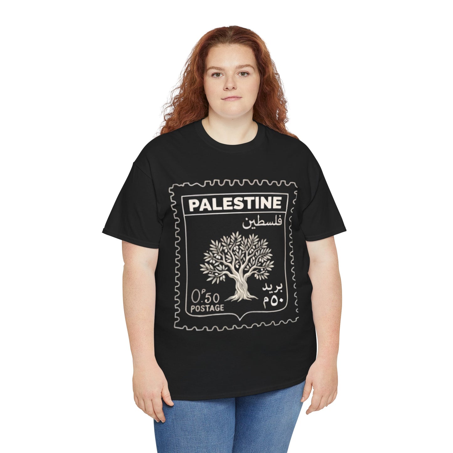 Palestine Stamp Tee — Olive Tree Postage Graphic T-Shirt