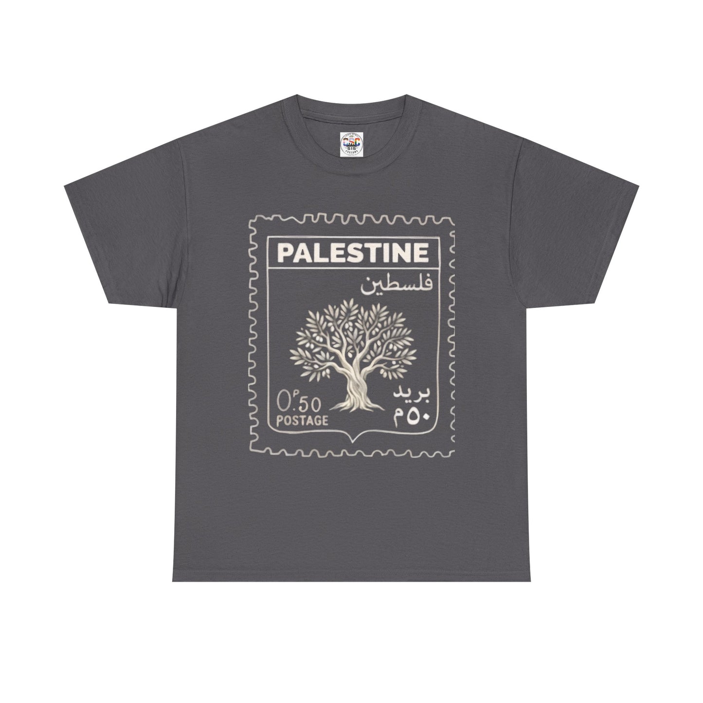 Palestine Stamp Tee — Olive Tree Postage Graphic T-Shirt
