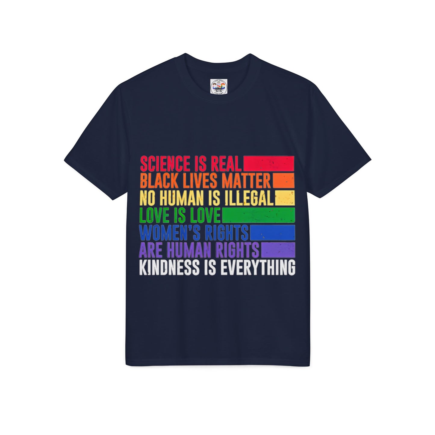 Equality Pride T-Shirt — "Science Is Real, Black Lives Matter" Rainbow Social Justice Tee