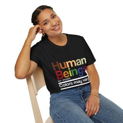Human Beings Rainbow Tee — “Colors May Vary” Organic Pride T-Shirt