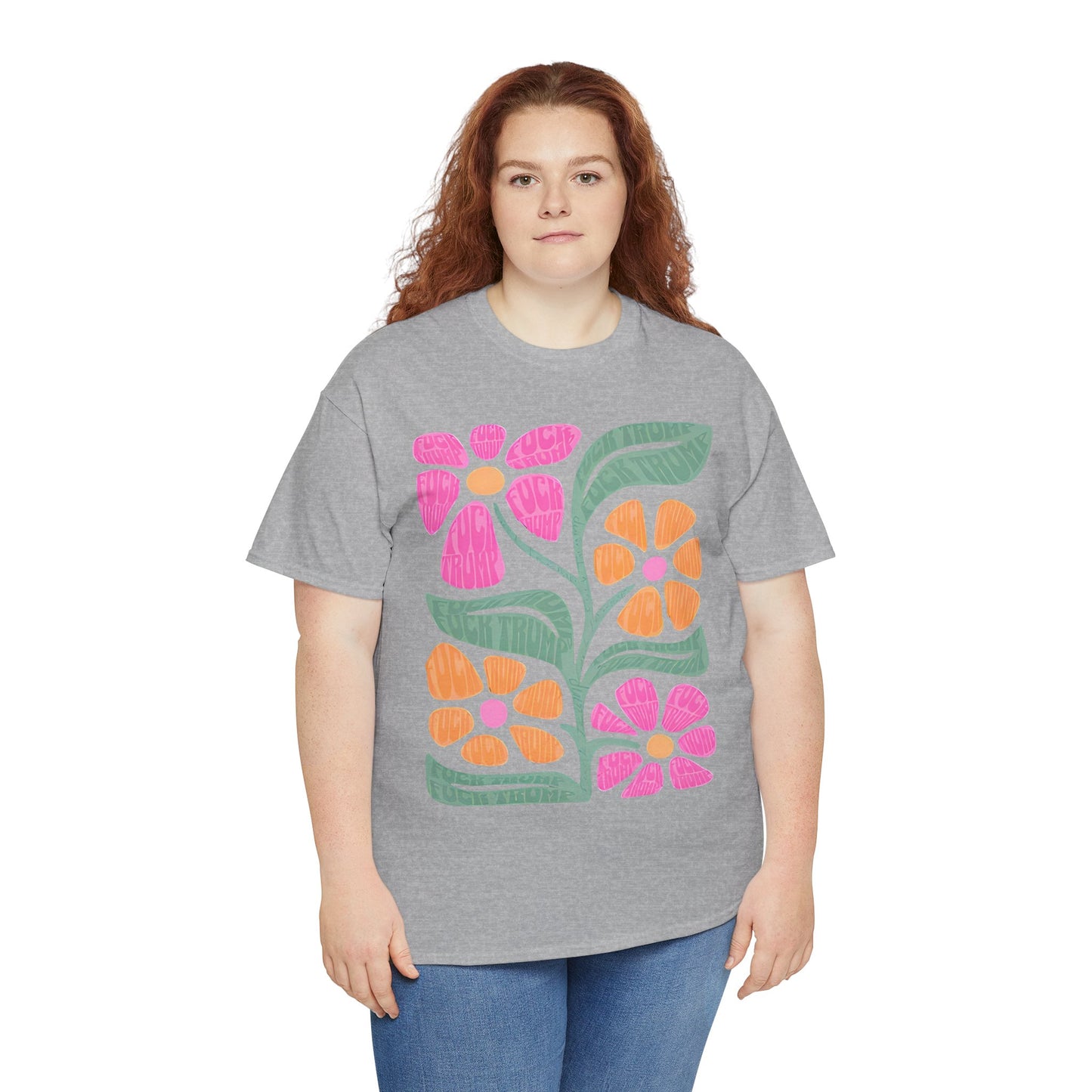 Retro Floral T-Shirt - Pink & Orange Vintage Flower Graphic Tee
